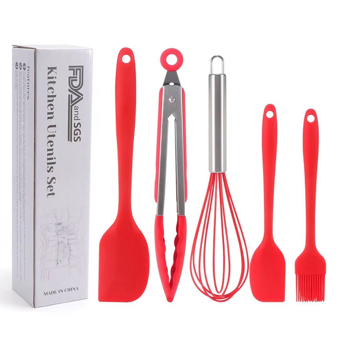 5 Pieces In 1 Set Cooking Tools Kitchenware Soft Silicone Kitchen Tools Utensil Set Kitchen Accessories